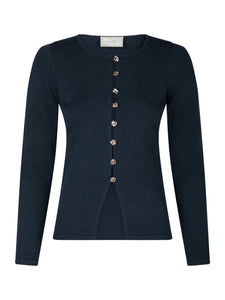 Blouse teller knit dark navy